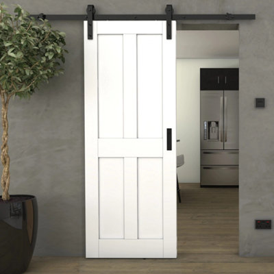 Green & Taylor Victorian White Shaker 4 Panel - Prefinished Internal Sliding Barn Door