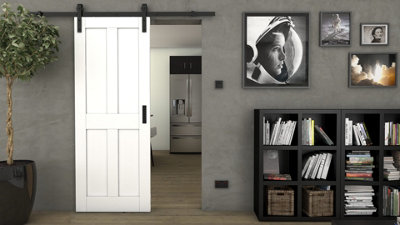 Green & Taylor Victorian White Shaker 4 Panel - Prefinished Internal Sliding Barn Door
