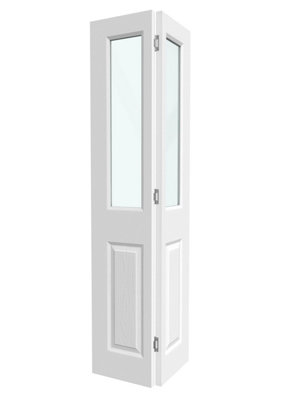 Green & Taylor White 2 Panel 2 Light Clear Glass Textured Moulded Bi ...