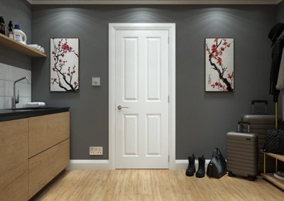Green & Taylor White 4 Panel Textured Moulded FD30 Fire Door