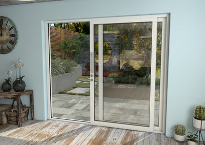 Green & Taylor White Aluminium External Sliding Doors - RH Sliding / LH Fixed - 2090 x 2090mm (WxH)
