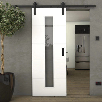 Green & Taylor White Horizontal 1 Lite Clear Glass - Prefinished Internal Sliding Barn Door