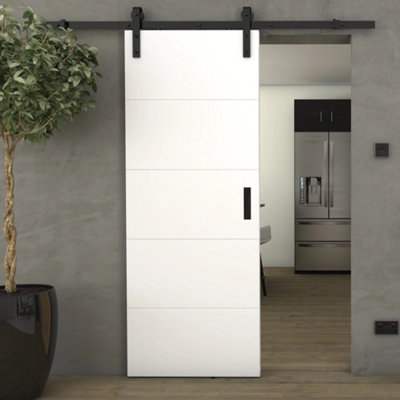Green & Taylor White Horizontal 5 Panel - Prefinished Internal Sliding Barn Door