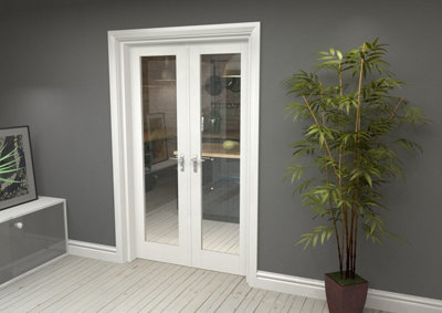 Green & Taylor White Primed Shaker 1 Lite Clear Glass Internal French Door Set - 1202 x 2021 x 133mm (WxHxT)