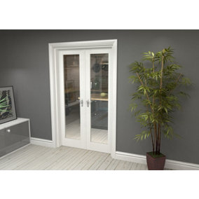 Green & Taylor White Primed Shaker 1 Lite Clear Glass Internal French Door Set - 1202 x 2021 x 133mm (WxHxT)