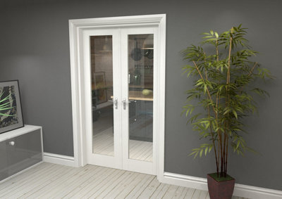 Green & Taylor White Primed Shaker 1 Lite Clear Glass Internal French Door Set - 1276 x 2021 x 133mm (WxHxT)