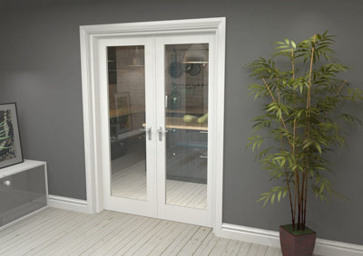 Green & Taylor White Primed Shaker 1 Lite Clear Glass Internal French Door Set - 1426 x 2021 x 133mm (WxHxT)