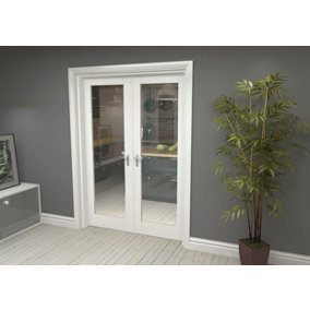 Green & Taylor White Primed Shaker 1 Lite Clear Glass Internal French Door Set - 1426 x 2021 x 133mm (WxHxT)