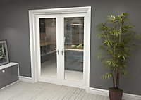 Green & Taylor White Primed Shaker 1 Lite Clear Glass Internal French Door Set - 1580 x 2021 x 133mm (WxHxT)