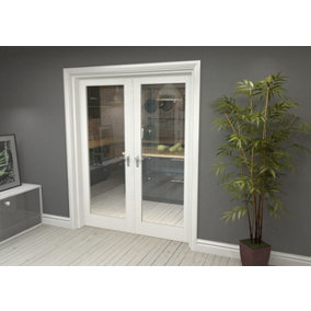 Green & Taylor White Primed Shaker 1 Lite Clear Glass Internal French Door Set - 1580 x 2021 x 133mm (WxHxT)