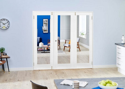 Green & Taylor White Primed Shaker 1 Lite Clear Glass Internal French Folding Doorset - 1682 x 2031 x 108mm (WxHxT)