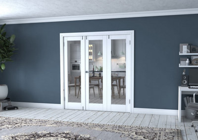 Green & Taylor White Primed Shaker 1 Lite Clear Glass Internal French Folding Doorset - 1914 x 2031 x 108mm (WxHxT)
