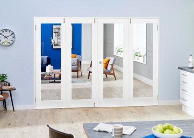 Green & Taylor White Primed Shaker 1 Lite Clear Glass Internal French Folding Doorset - 2216 x 2031 x 108mm (WxHxT)