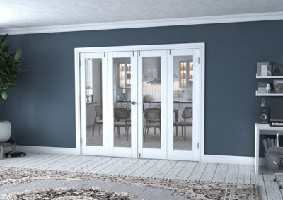 Green & Taylor White Primed Shaker 1 Lite Clear Glass Internal French Folding Doorset - 2374 x 2031 x 108mm (WxHxT)