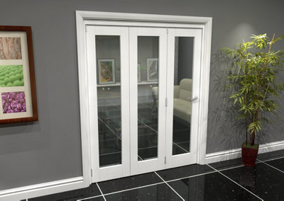 Green & Taylor White Primed Shaker 1 Lite Clear Glass Roomfold Internal Bi-folding Doorset - 1218 x 2060 x 133mm (WxHxT)