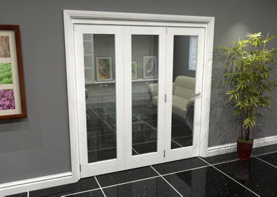 Green & Taylor White Primed Shaker 1 Lite Clear Glass Roomfold Internal Bi-folding Doorset - 1905 x 2060 x 133mm (WxHxT)