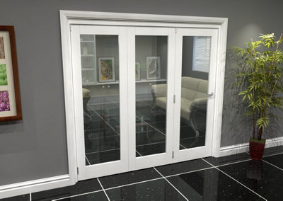 Green & Taylor White Primed Shaker 1 Lite Clear Glass Roomfold Internal Bi-folding Doorset - 2133 x 2060 x 133mm (WxHxT)