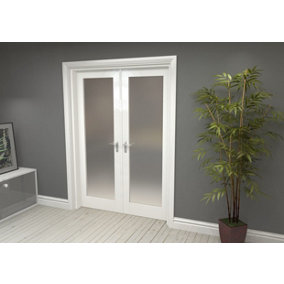 Green & Taylor White Primed Shaker 1 Lite Frosted Glass Internal French Door Set - 1426 x 2021 x 133mm (WxHxT)