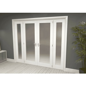Green & Taylor White Primed Shaker 1 Lite Frosted Glass Internal French Door Set - 2000 x 2021 x 133mm (WxHxT)