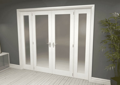 Green & Taylor White Primed Shaker 1 Lite Frosted Glass Internal French Door Set - 2072 x 2021 x 133mm (WxHxT)