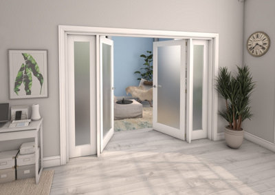 Green & Taylor White Primed Shaker 1 Lite Frosted Glass Internal French Door Set - 2378 x 2021 x 133mm (WxHxT)