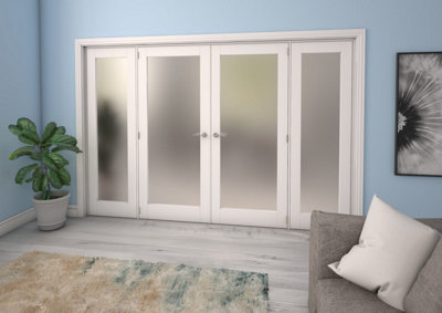 Green & Taylor White Primed Shaker 1 Lite Frosted Glass Internal French Door Set - 2836 x 2021 x 133mm (WxHxT)