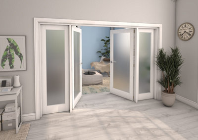 Green & Taylor White Primed Shaker 1 Lite Frosted Glass Internal French Door Set - 2836 x 2021 x 133mm (WxHxT)