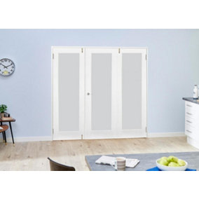 Green & Taylor White Primed Shaker 1 Lite Frosted Glass Internal French Folding Doorset - 1800 x 2031 x 108mm (WxHxT)
