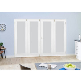 Green & Taylor White Primed Shaker 1 Lite Frosted Glass Internal French Folding Doorset - 2216 x 2031 x 108mm (WxHxT)