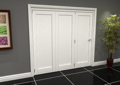 Green & Taylor White Primed Shaker 1 Panel Roomfold Internal Bi-folding Doorset - 2133 x 2060 x 133mm (WxHxT)