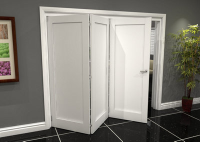 Green & Taylor White Primed Shaker 1 Panel Roomfold Internal Bi-folding Doorset - 2361 x 2060 x 133mm (WxHxT)