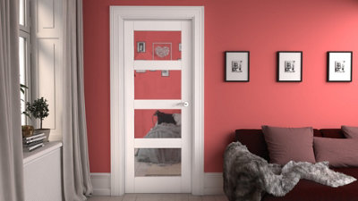 Green & Taylor White Primed Shaker 4 Lite Clear Glass Internal Door