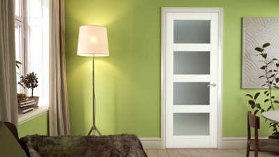 Green & Taylor White Primed Shaker 4 Lite Frosted Glass