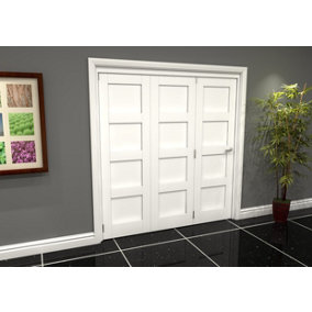 Green & Taylor White Primed Shaker 4 Panel Roomfold Internal Bi-folding Doorset - 1905 x 2060 x 133mm (WxHxT)