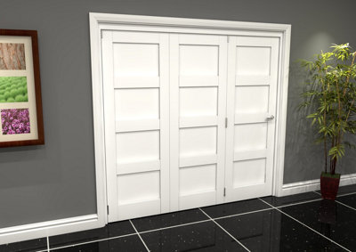 Green & Taylor White Primed Shaker 4 Panel Roomfold Internal Bi-folding Doorset - 2133 x 2060 x 133mm (WxHxT)