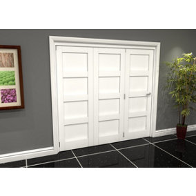 Green & Taylor White Primed Shaker 4 Panel Roomfold Internal Bi-folding Doorset - 2133 x 2060 x 133mm (WxHxT)