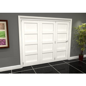 Green & Taylor White Primed Shaker 4 Panel Roomfold Internal Bi-folding Doorset - 2361 x 2060 x 133mm (WxHxT)