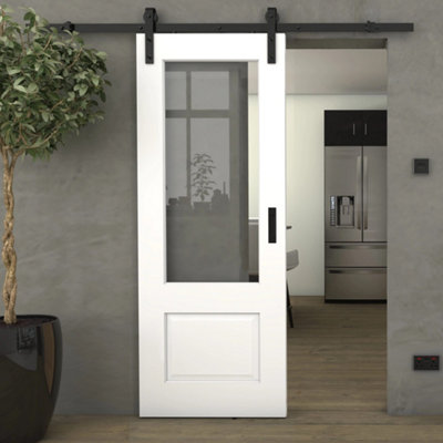 Green & Taylor White Traditional 2 Panel 1 Lite Clear Glass - Prefinished Internal Sliding Barn Door