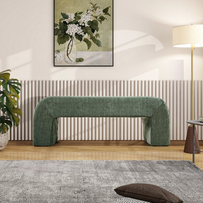 Green Textured Velveteen Bench