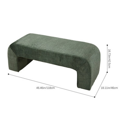 Green Textured Velveteen Bench