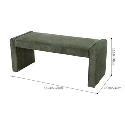 Green Textured Velveteen Bench