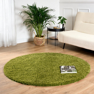 Green Thick Shaggy Circle Rug - California - 120cm