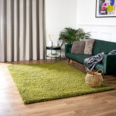 Green Thick Shaggy Rug - California - 300x400cm (9'9"x13'2")