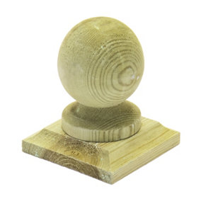 Green Timber Fence Post Cap & Ball Finial 100 x 100mm - Fits 3 x 3" Square Posts (FREE DELIVERY)