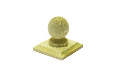 Green Timber Fence Post Cap & Ball Finial 120 x 120mm - Fits 4 x 4" Square Posts (FREE DELIVERY)