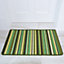 Green Tonal Striped Non Slip Washable Kitchen Utility Mat 80x150cm