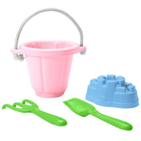 Green Toys 4 Piece Sand Play Set, with Pink Bucket and Accessories