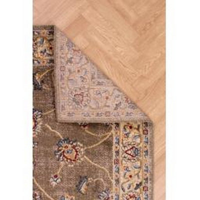 Green Traditional Bordered Floral Rug Easy to clean Dining Room-160cm X 225cm