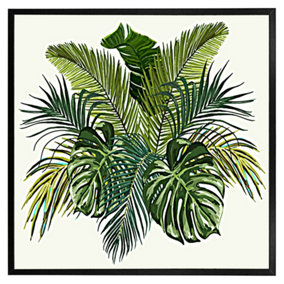 Green tropical foliage (Picutre Frame) / 12x12" / Grey