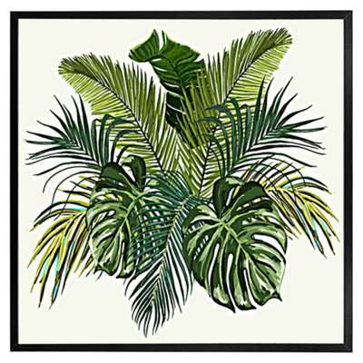 Green tropical foliage (Picutre Frame) / 20x20" / Oak